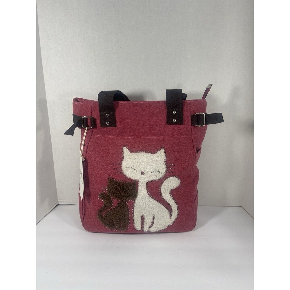 KAUKKO Womens Casual Canvas Cat Handbag Tote Bag NWT